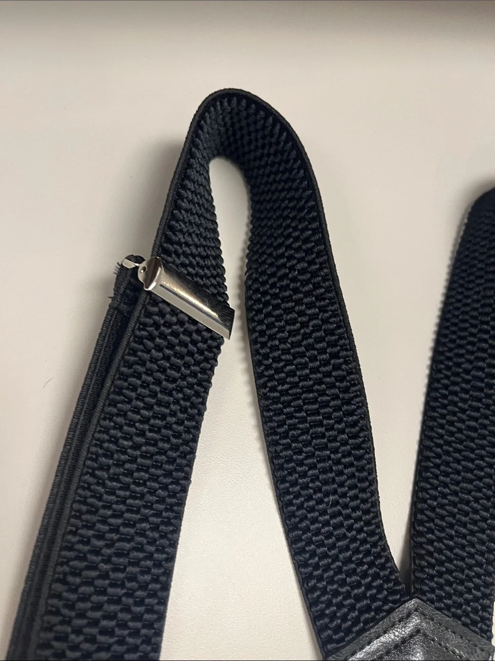 Decalen Black Men’s Elastic Suspenders with Silver Clips made in Poland